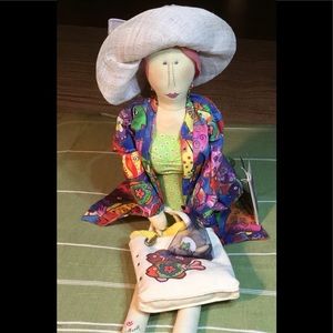 Carmen Manago Doll Signed Vtg Flo Beach Bunny Cloth Doll Shells Beach Coverup